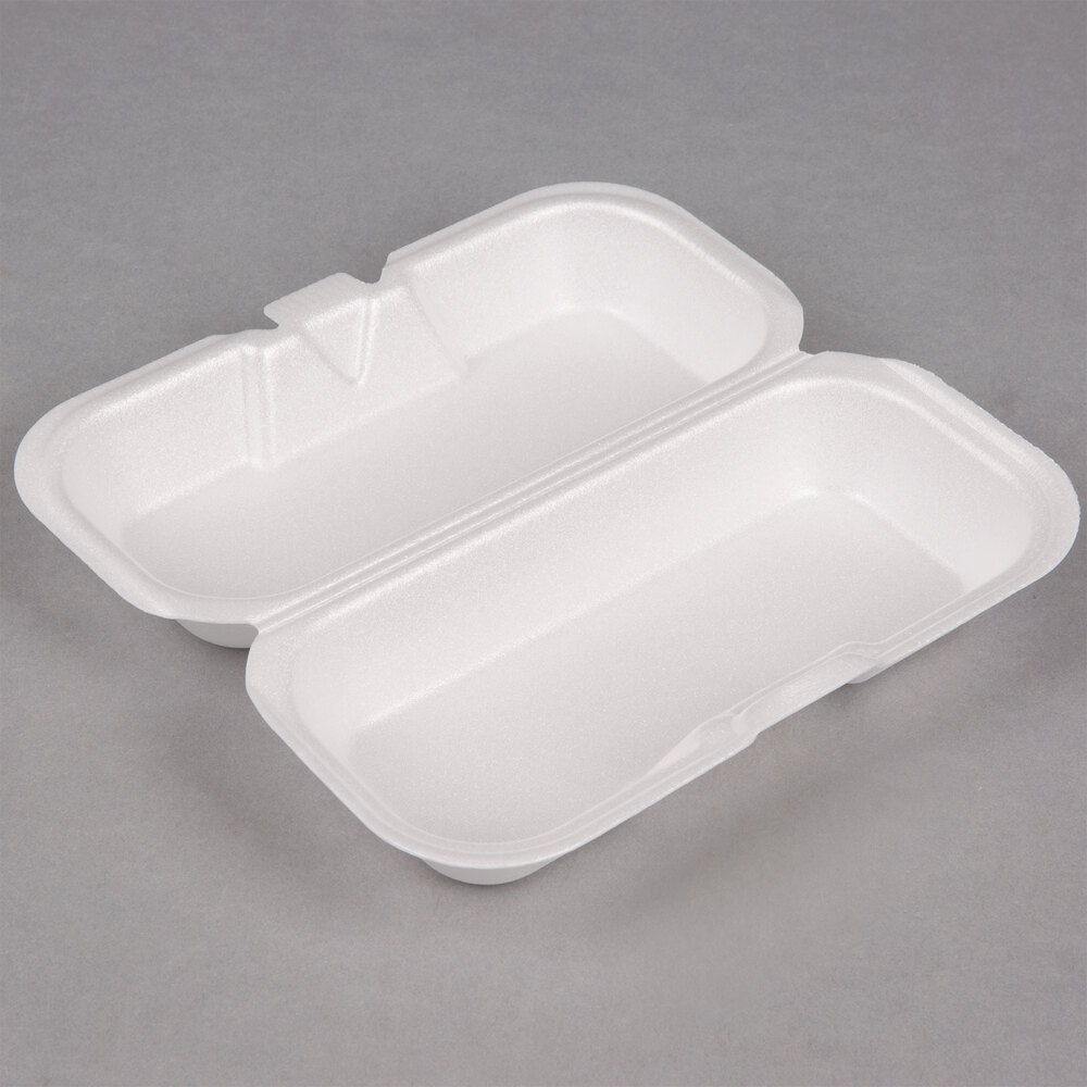 Genpak 21100WHT White Hinged Lid Hot Dog Container 125/Pack