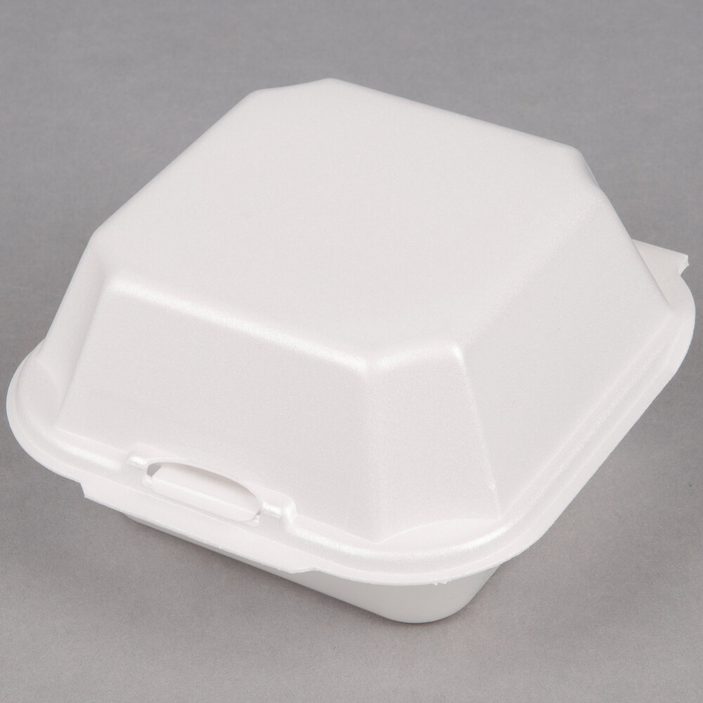 Genpak 22500WHT 5 5/8" x 5 3/4" x 3 1/4" White Large Foam Hinged Lid