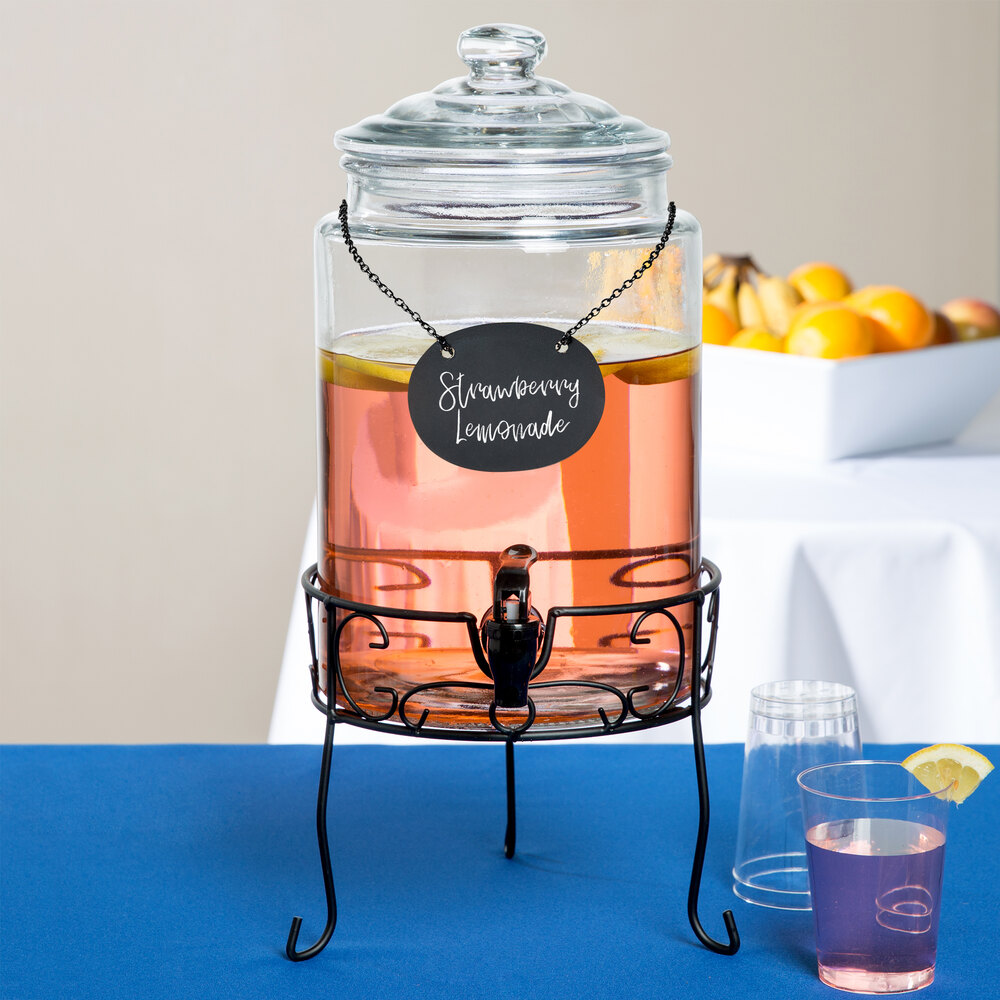 Core 1.75 Gallon Glass Beverage Dispenser with Metal Stand and