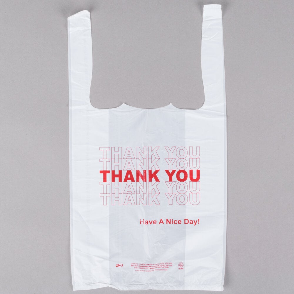 112 Size 51 Mil White Thank You Plastic T Shirt Bag 1000case