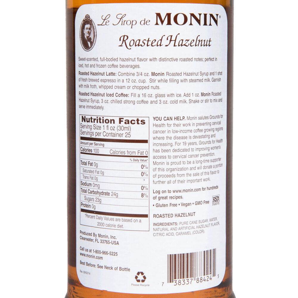 Monin 750 mL Premium Roasted Hazelnut Flavoring Syrup