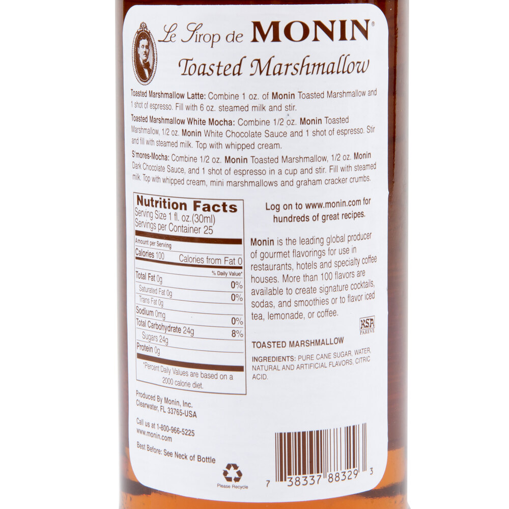 Monin 750 mL Premium Toasted Marshmallow Flavoring Syrup