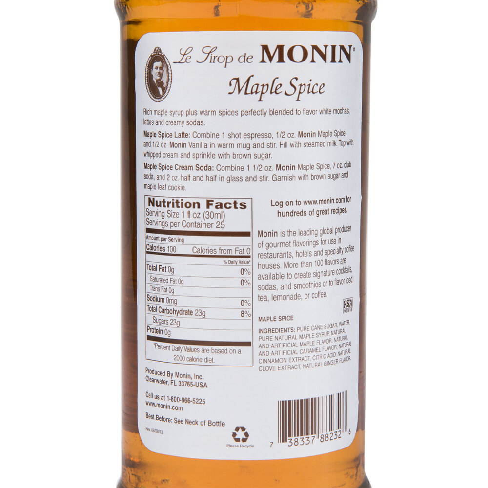 Monin 750 mL Premium Maple Spice Flavoring Syrup