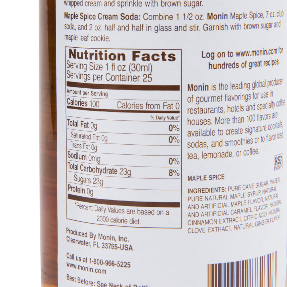 Monin 750 mL Premium Maple Spice Flavoring Syrup