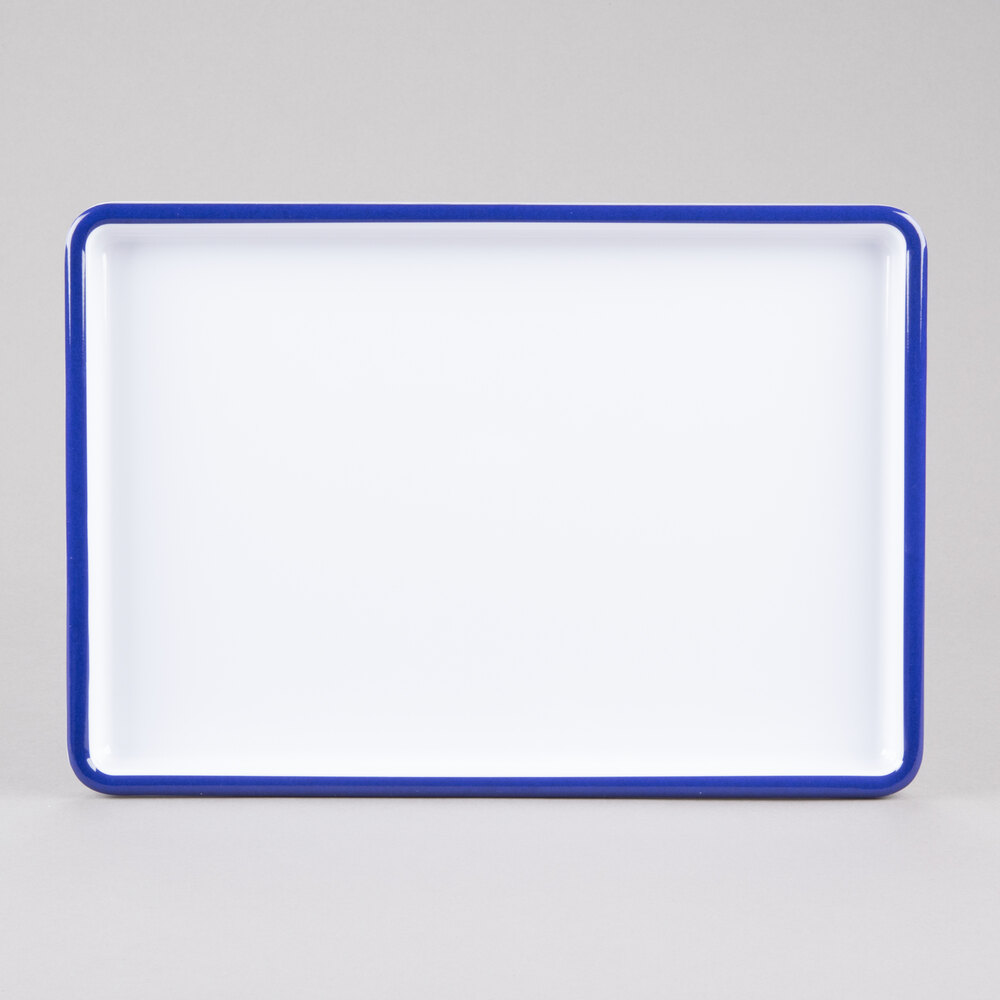 CalMil 346315 Enamelware 13" x 9" x 1" White Melamine Serving Tray
