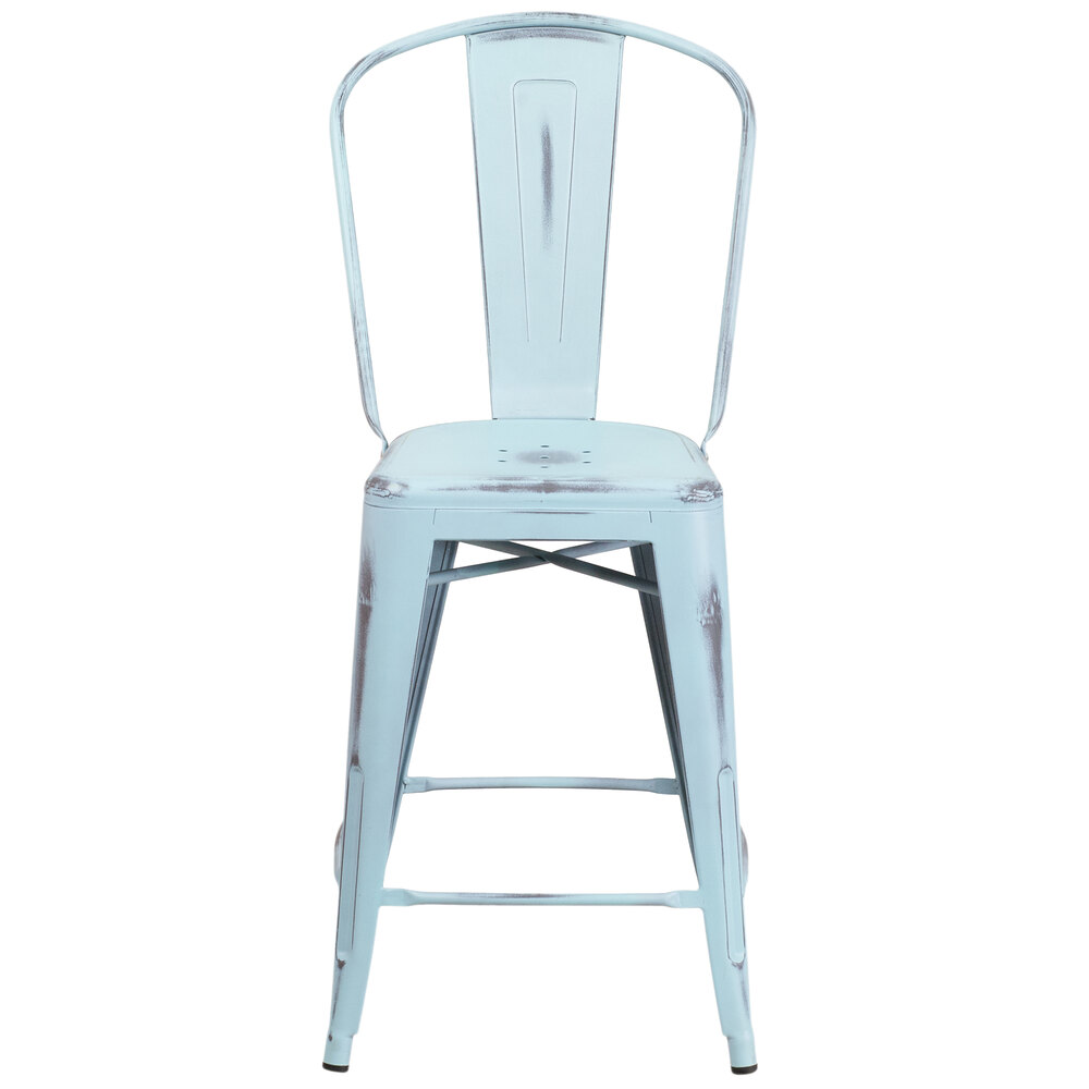 Flash Furniture ET353424DBGG Distressed Dream Blue Metal Counter