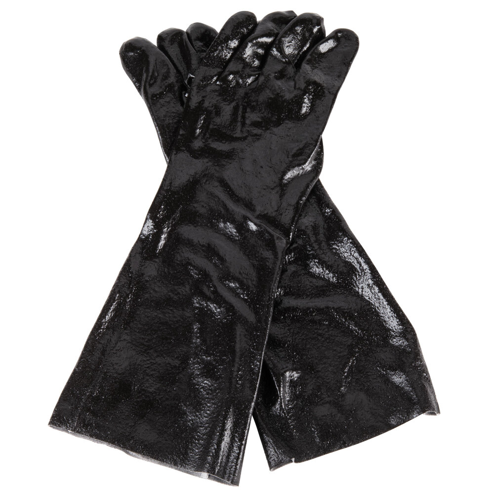 Black 18" PVC Coated Gloves with Jersey Lining, Pair 12/Pack