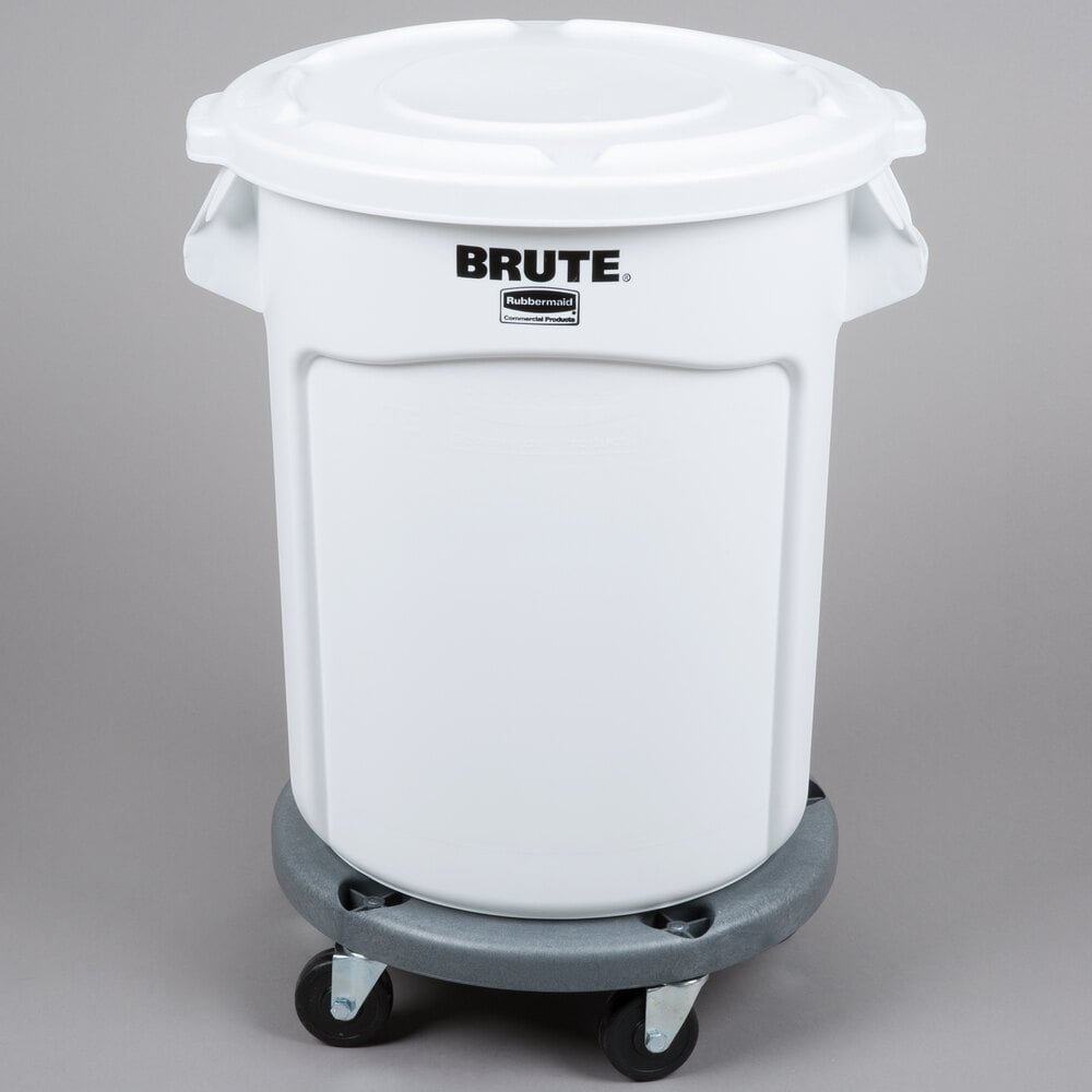 Rubbermaid BRUTE 20 Gallon White Ingredient Bin / Trash Can, Lid, and