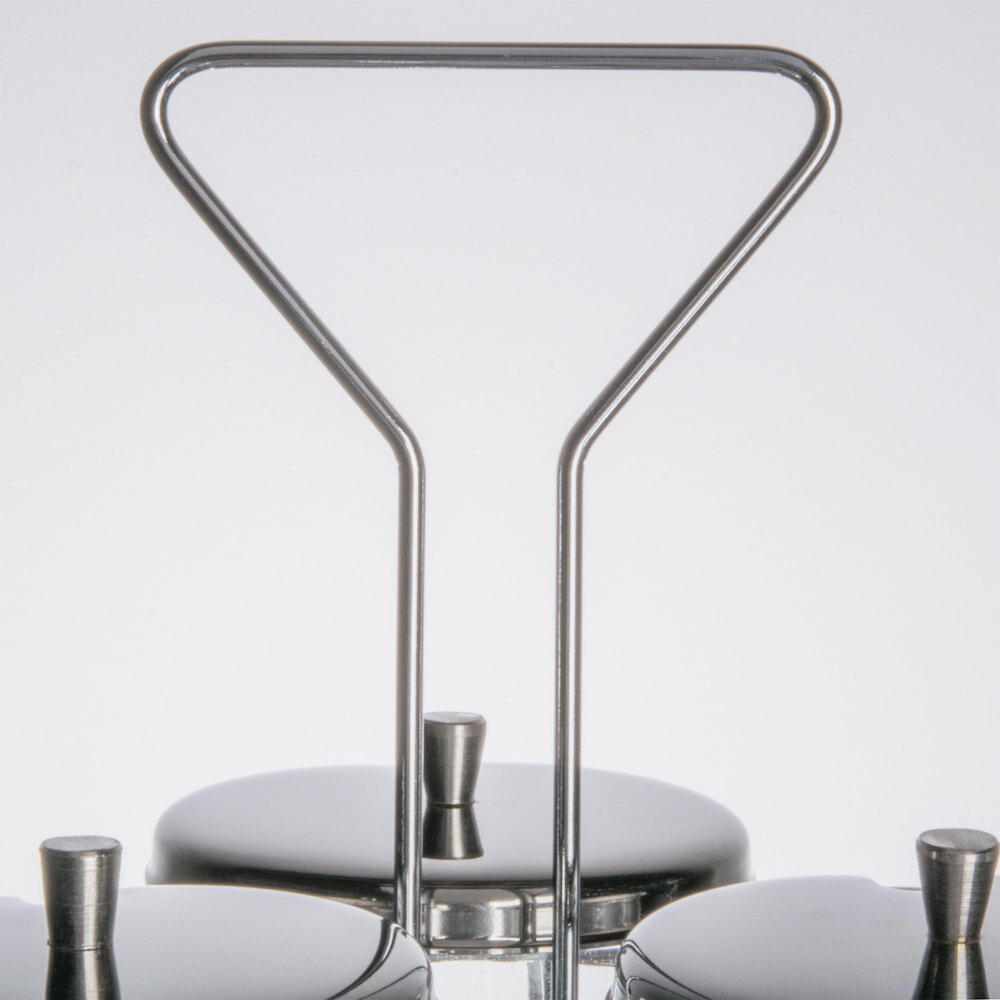 3 Compartment Wire Condiment Caddy with 7 oz. Glass Jars and Stainless