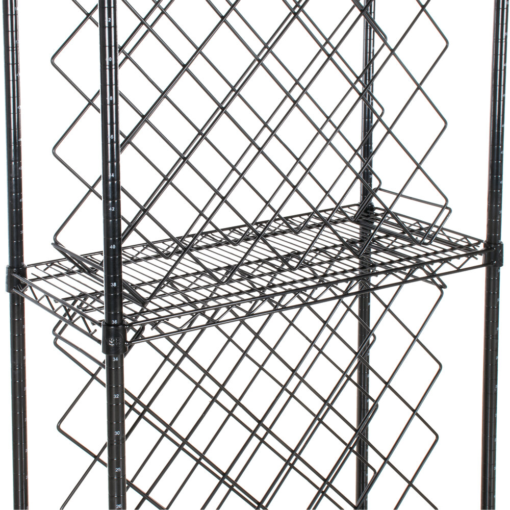 14" x 30" Black Epoxy Wire Wine Rack Kit with 64" Stationary Posts and 4 Shelves