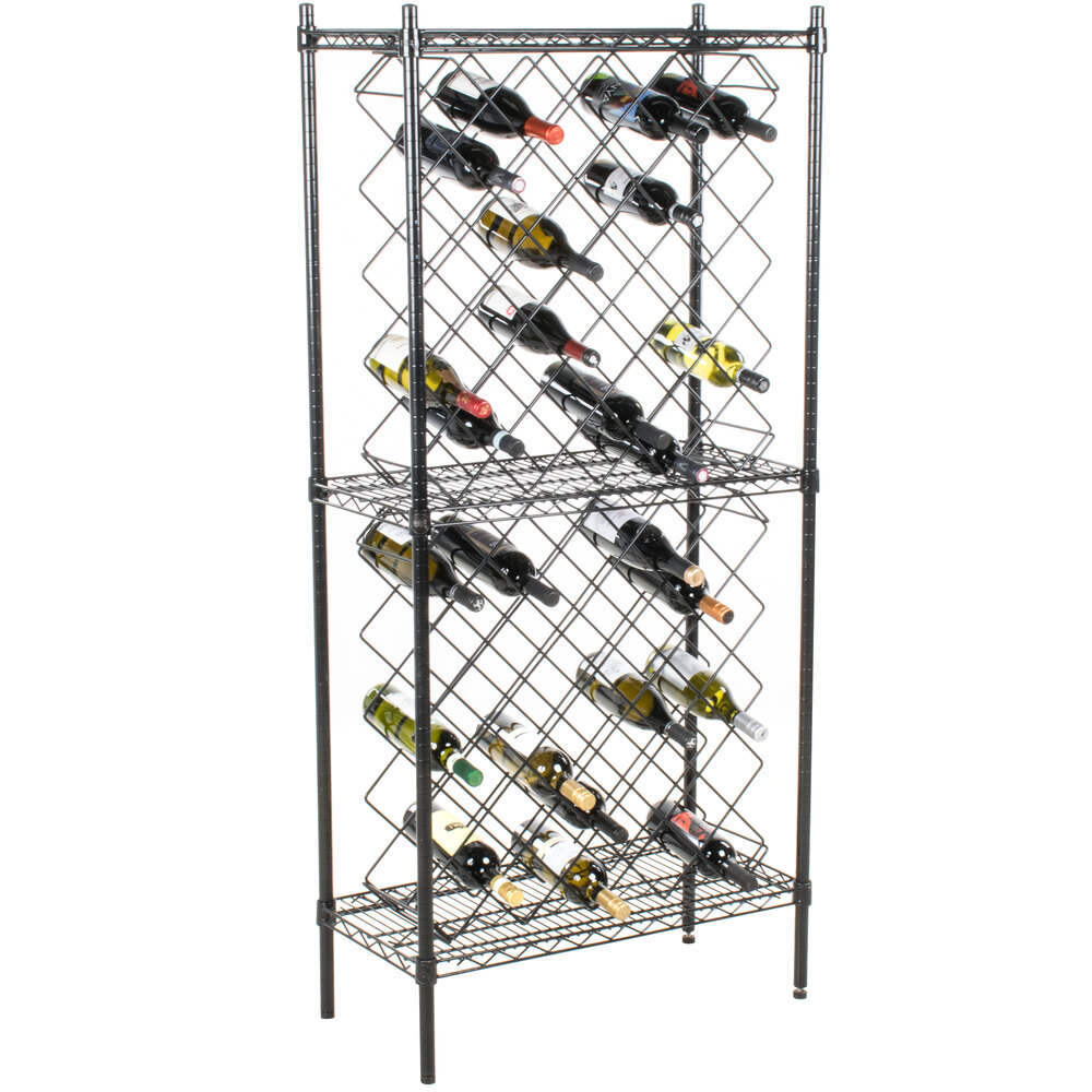 Regency 14" x 30" Black Epoxy Wire Wine Rack Kit with 64" Stationary