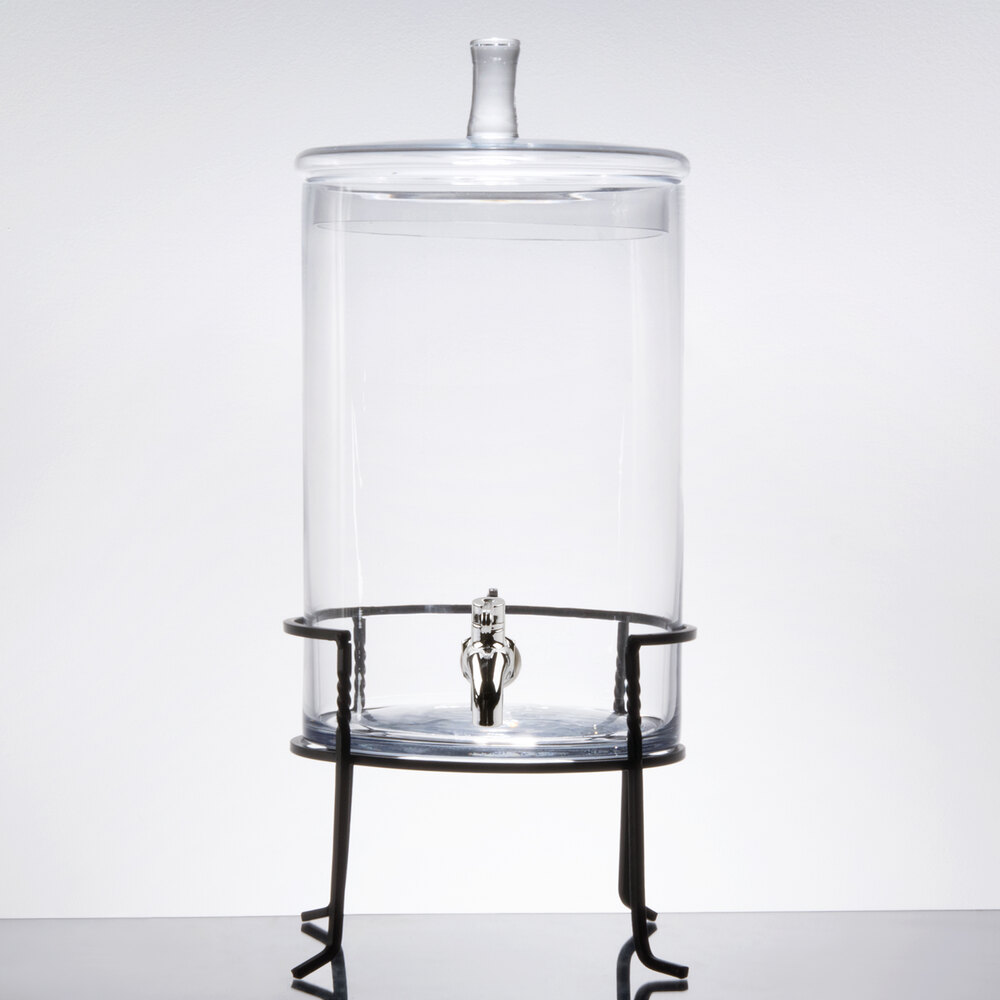 Jay Imports 2.5 Gallon Round Glass Beverage Dispenser with Metal Stand