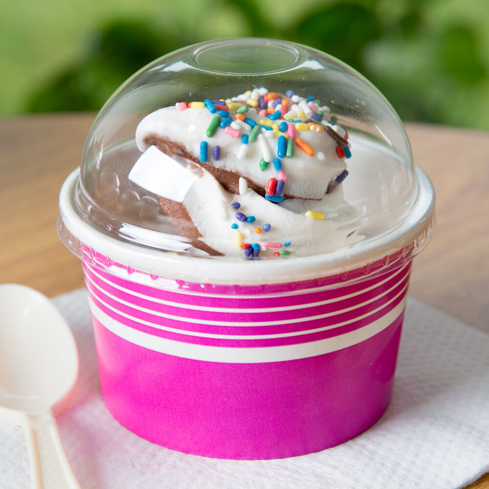 Choice 8 / 12 oz. Clear Round Dome Frozen Yogurt Lid with No Hole 50/Pack