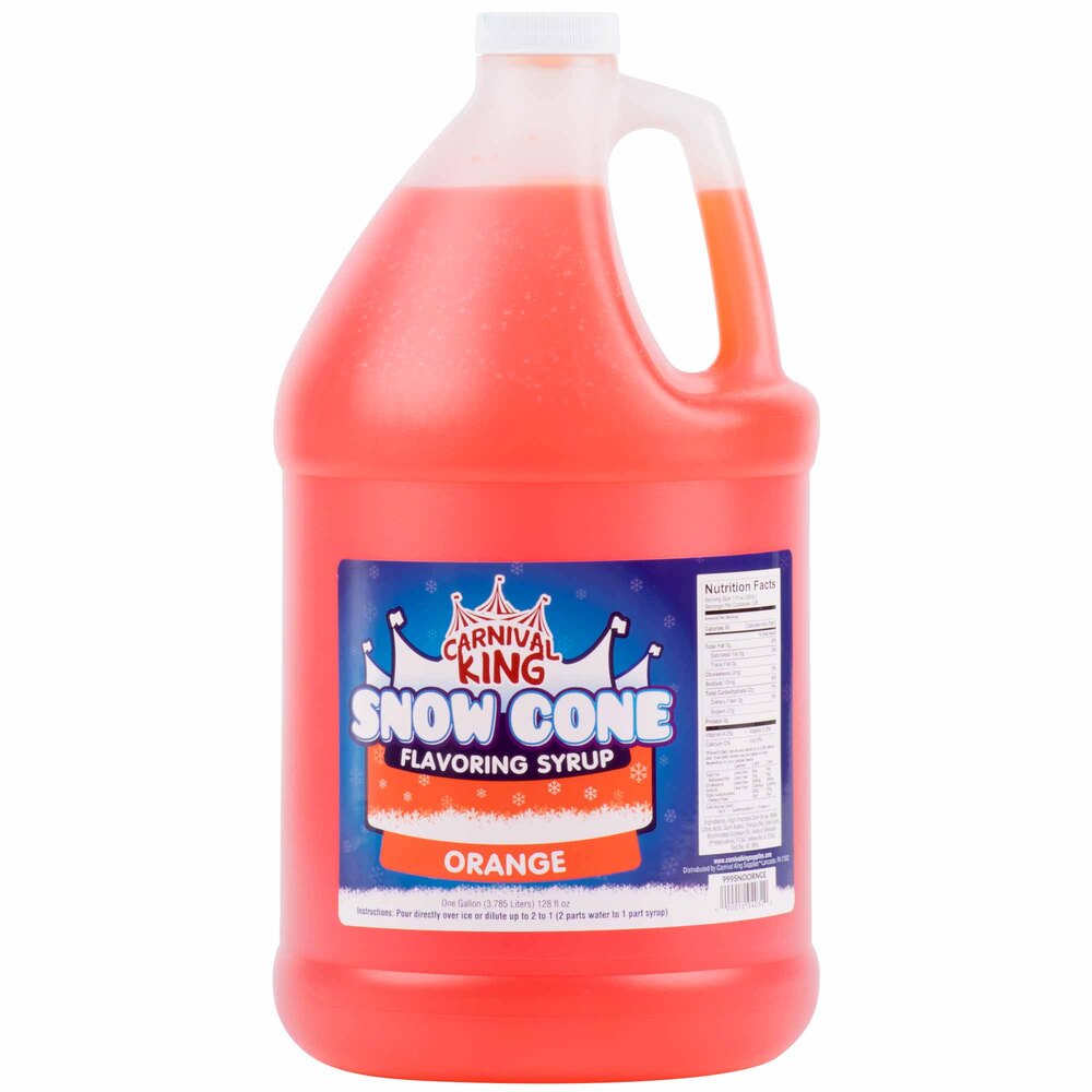 Orange Snow Cone Syrup 1 Gallon Jug & 11" Pump Dispenser Free Shipping eBay