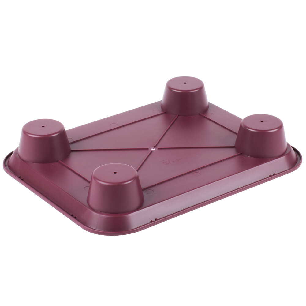 GET FT20BU 14" x 17" Burgundy Plastic Fast Food Tray with Cup Holders
