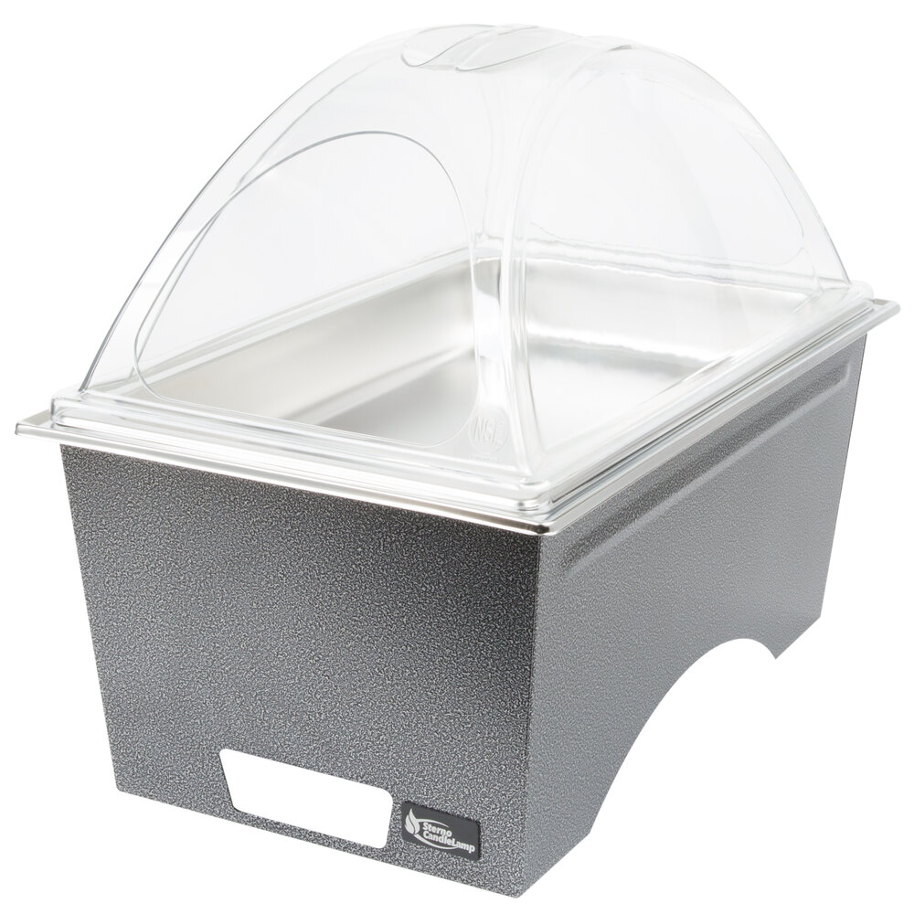 Sterno Full Size Silver Vein Stackable Chafer with Clear Dome Cover and ...