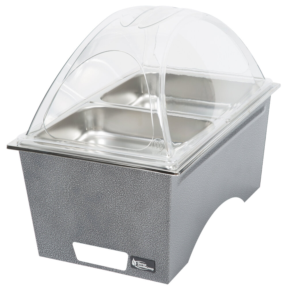 Sterno Silver Vein Stackable Chafer with Clear Dome Cover and 2 Half ...