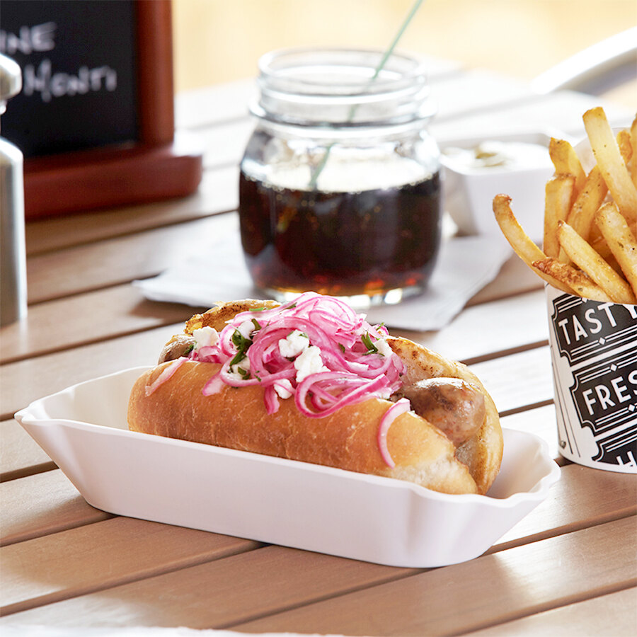 American Metalcraft MPHD Endurance 8 1/8" x 3" x 1 1/2" Melamine Hot Dog Tray