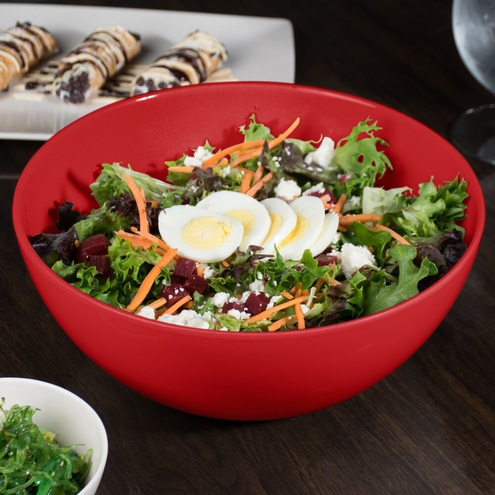 GET SZSB011R BambooServe 3.3 Qt. Round Bamboo Red Salad Bowl 6/Case