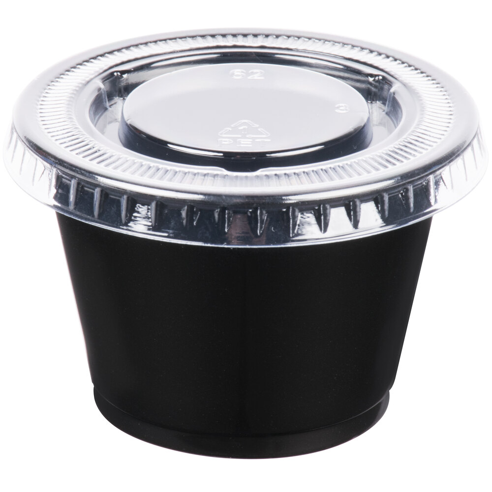 Choice 2.5 oz. Black Plastic Souffle Cup / Portion Cup
