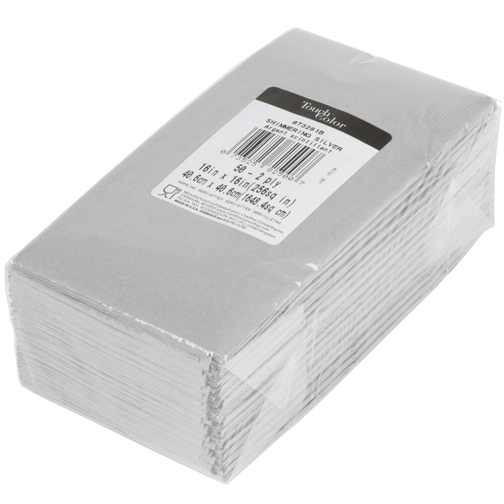 Shimmering Silver Paper Dinner Napkins, 2Ply 1/8 Fold Creative