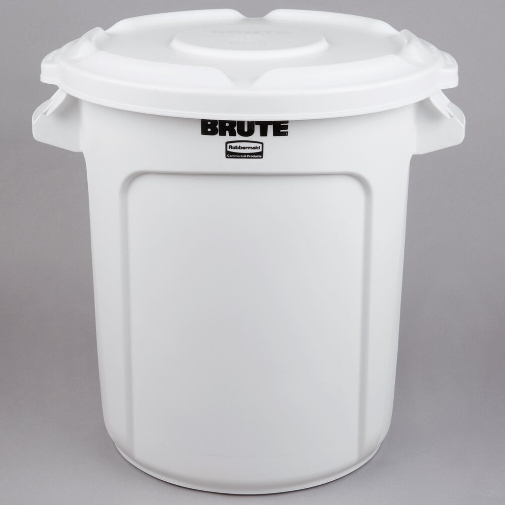 Rubbermaid BRUTE 10 Gallon White Ingredient Bin / Trash Can and Lid