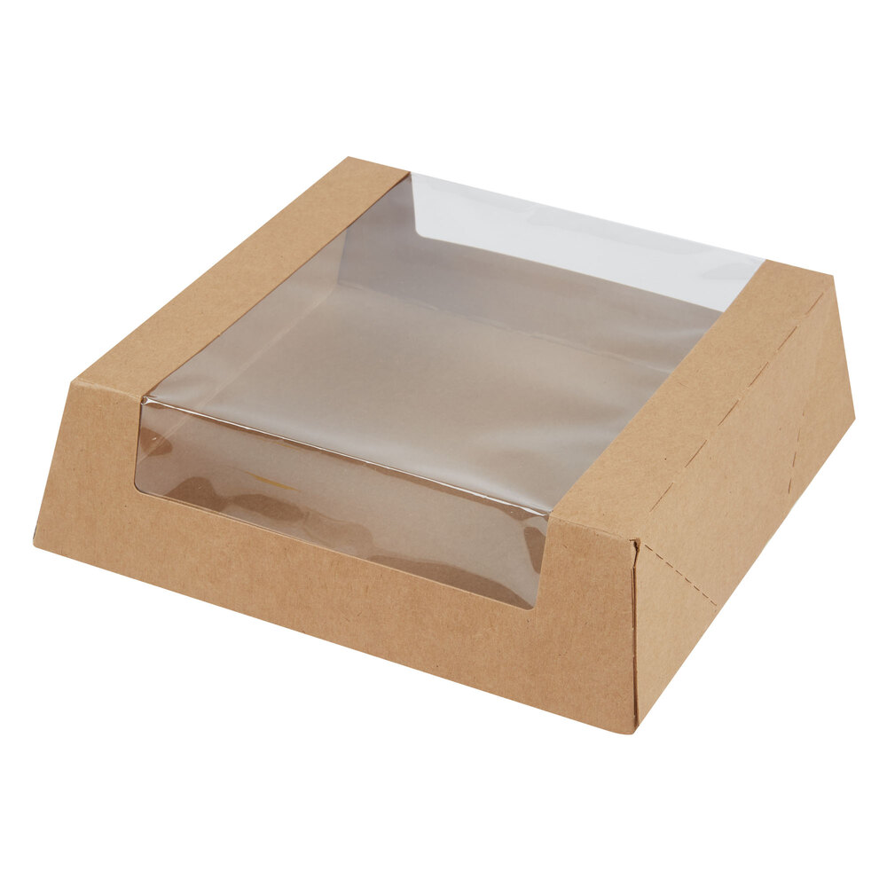 8" x 8" x 2 1/2" Kraft AutoPopup Window Pie / Bakery Box 100/Case