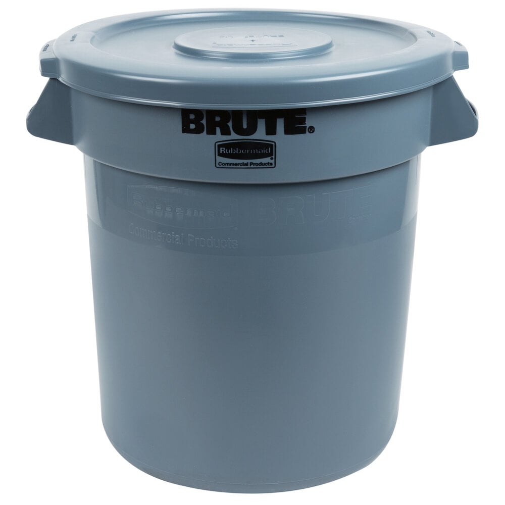 Rubbermaid BRUTE 10 Gallon Gray Trash Can and Lid