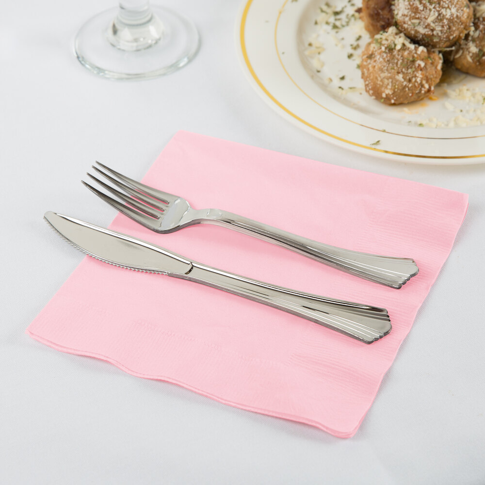 Creative Converting 58158B Classic Pink 3Ply 1/4 Fold Luncheon Napkin