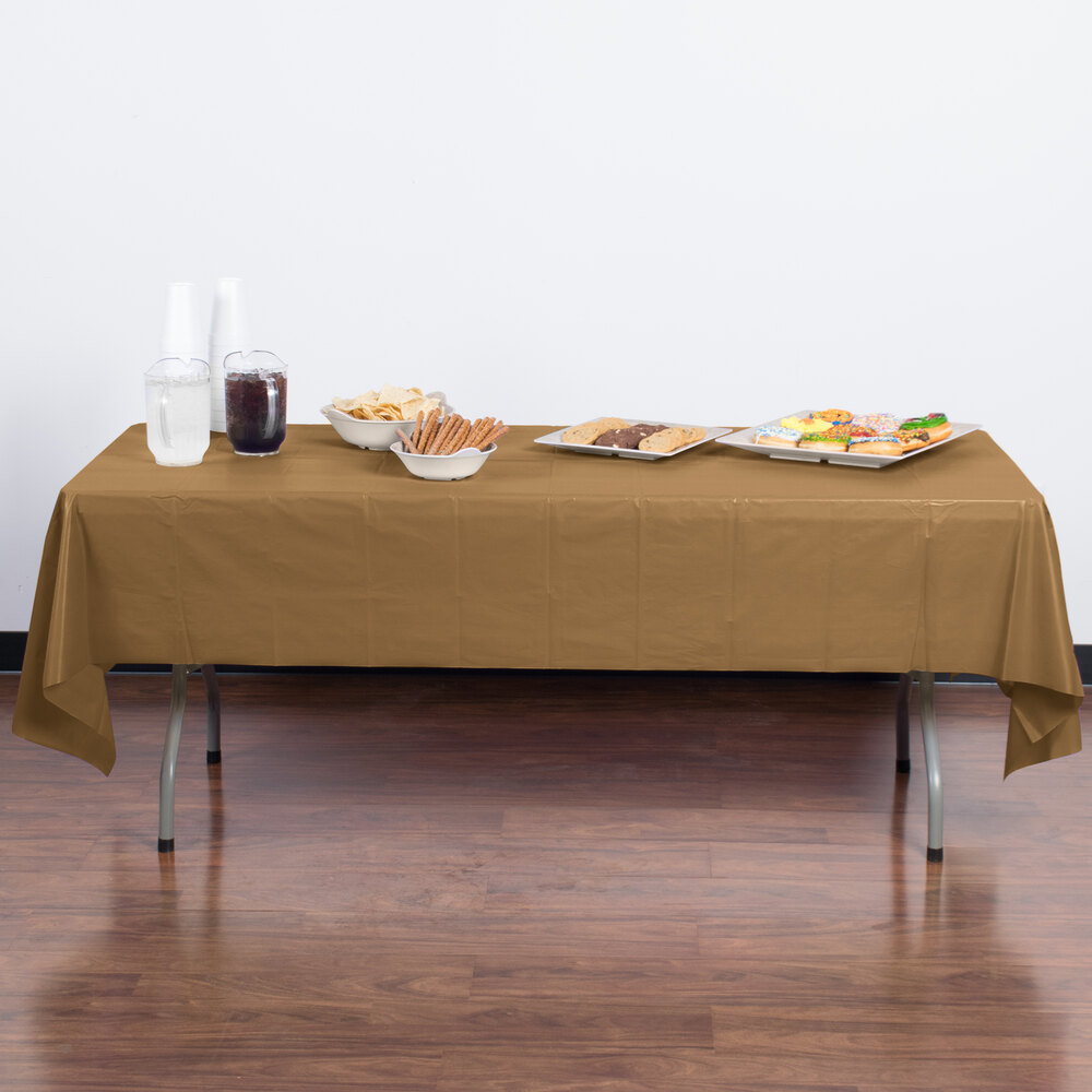 Creative Converting 01352B 54" x 108" Glittering Gold Plastic Table Cover