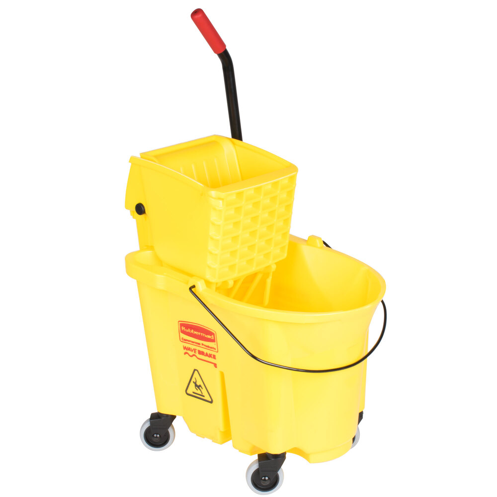 Rubbermaid FG758088YEL WaveBrake® 35 Qt. Yellow Mop Bucket with Side ...