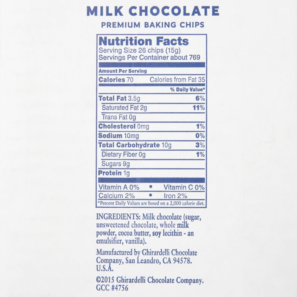 Ghirardelli 25 lb. Milk Chocolate .8M Baking Chips