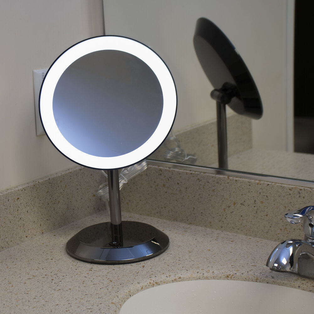 Conair BE50LBCHW 9" Black Chrome Freestanding LED Lighted Vanity Mirror