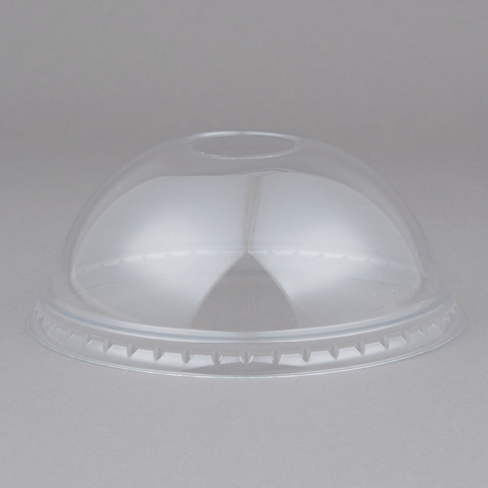 Choice 32 oz. Clear Plastic Dome Lid with Hole - 500/Case