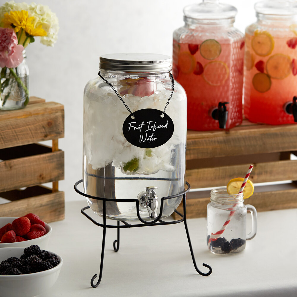 Acopa 2 Gallon Mason Jar Glass Beverage Dispenser with Infusion Chamber ...