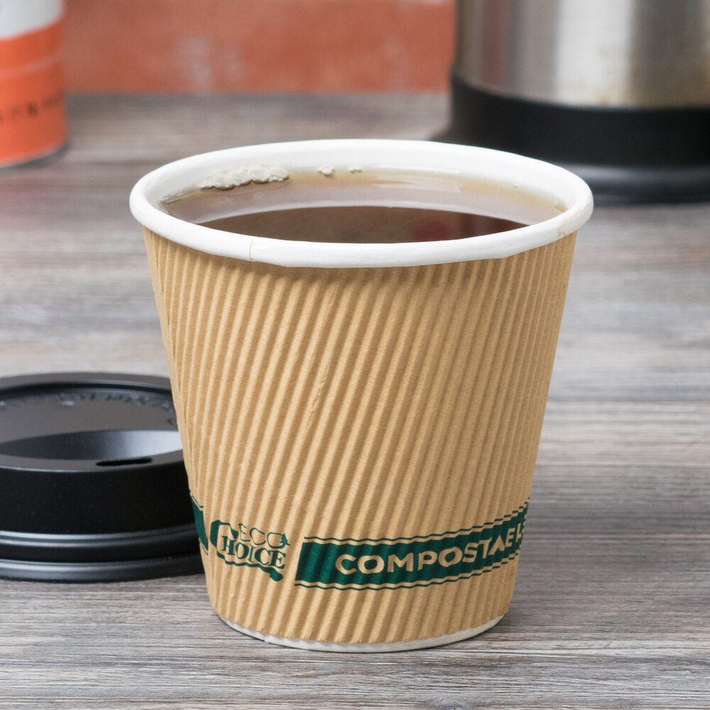 EcoChoice 8 oz. Double Wall Kraft Compostable Paper Hot Squat Cup 25/Pack