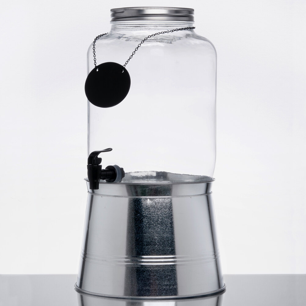 Core 2 Gallon Mason Jar Glass Beverage Dispenser with Chalkboard Sign