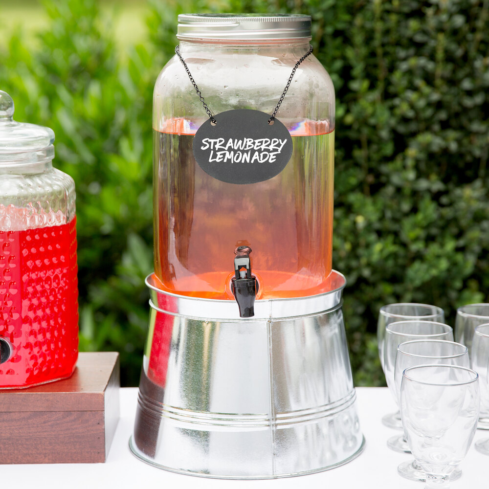 Core 2 Gallon Mason Jar Glass Beverage Dispenser with Chalkboard Sign
