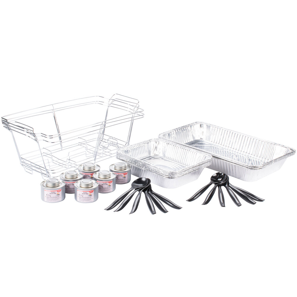 30 Piece Full Size Disposable Buffet Serving Set / Chafer Dish Kit with Serving Utensils