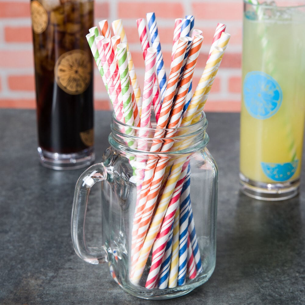 Creative Converting 090410 7 3/4" Jumbo Assorted Paper Straws 144/Case