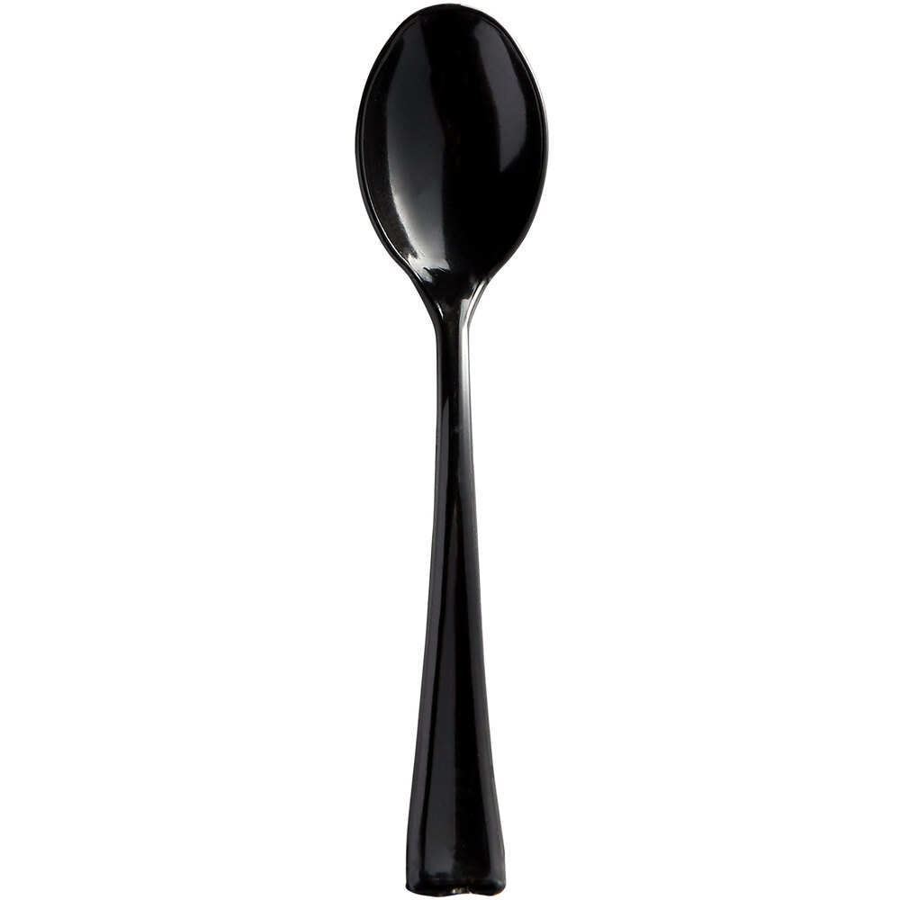 Visions 3 7/8" Black Plastic Tasting Spoon 50/Pack