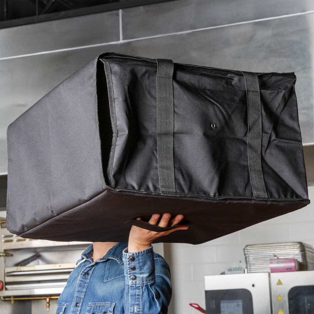 Choice Insulated Deli Tray / Party Platter Bag, Black Nylon, 20" x 20" x 12" Holds (3) 20