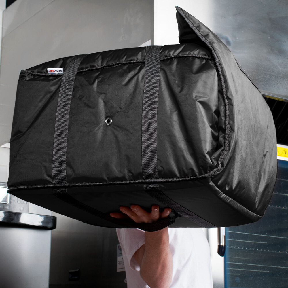 ServIt Insulated Pizza Delivery Bag, Black SoftSided HeavyDuty Nylon