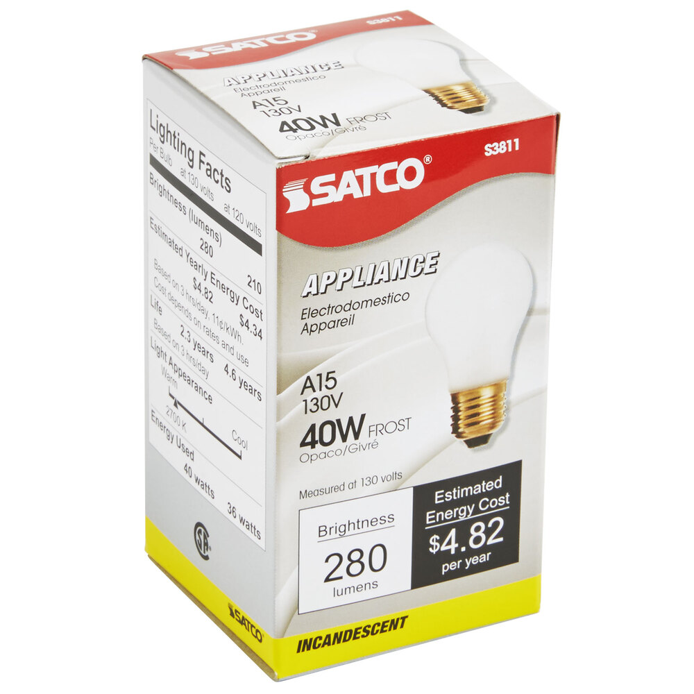 Satco S3811 40 Watt Frosted Finish Incandescent General Service Light