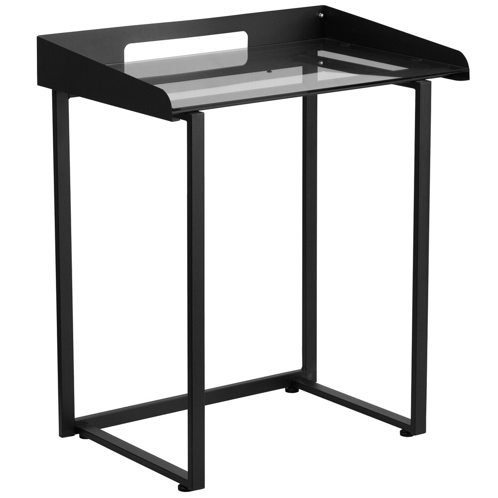 Flash Furniture NANYLCD1233GG Tempered Glass Desk with Black Metal