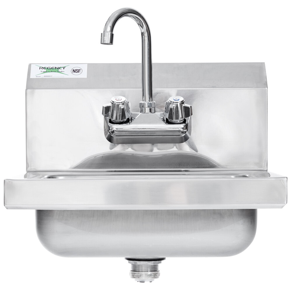 Regency 17" x 15" Wall Mounted Hand Sink with Gooseneck Faucet
