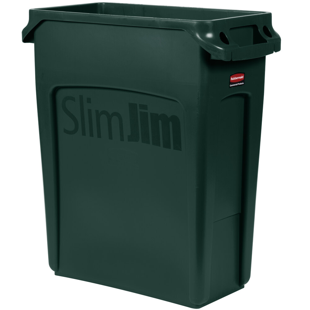 Rubbermaid 1955960 Slim Jim 16 Gallon Green Trash Can