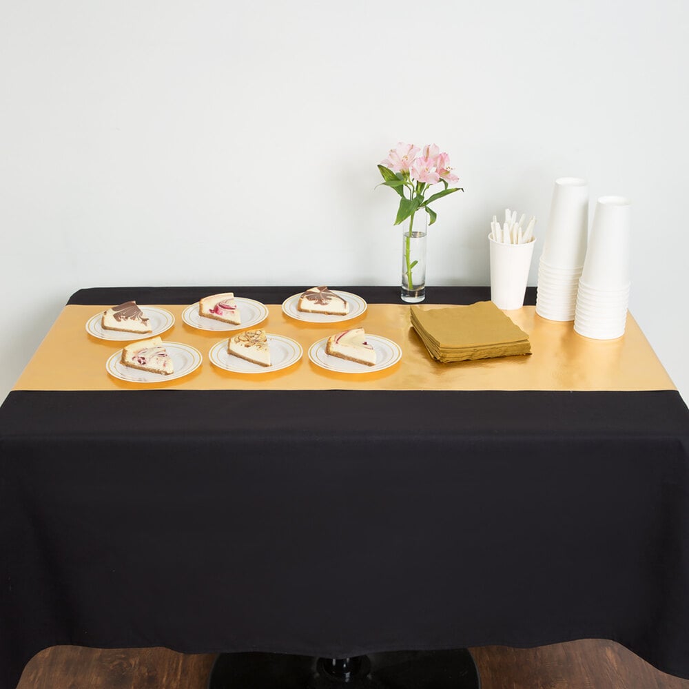 Creative Converting 317334 14" x 84" Metallic Gold Plastic Table Runner