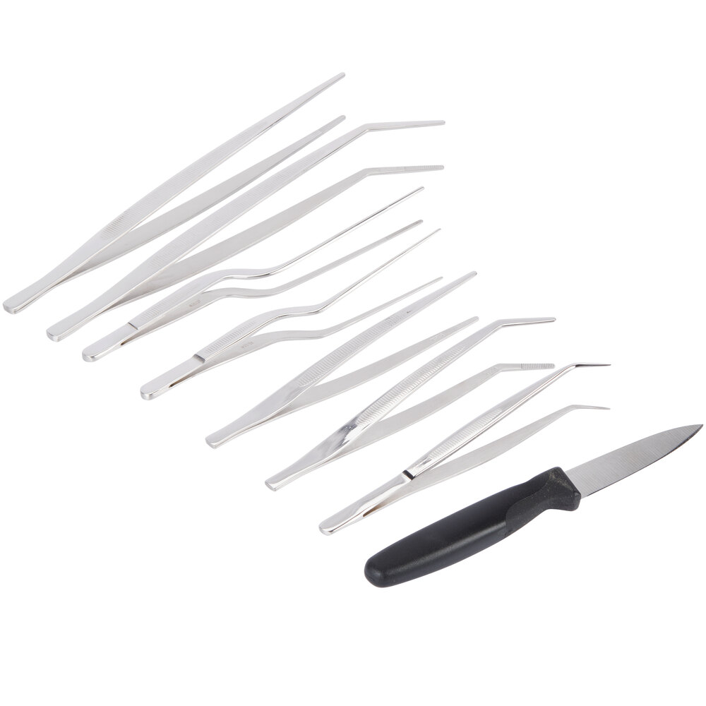 Mercer Culinary M35152 10 Piece Precision Plating Tongs Set