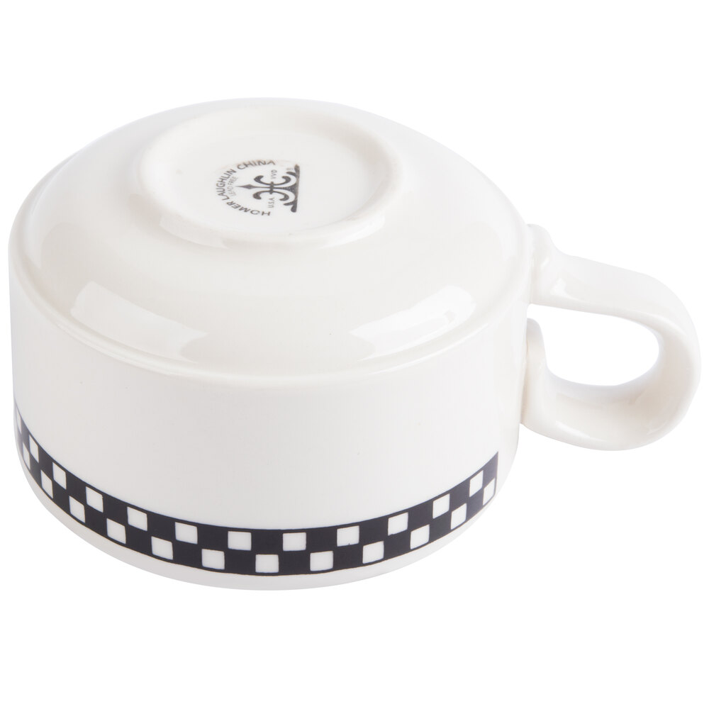 Homer Laughlin 1141636 Black Checkers 13 oz. Ivory (American White